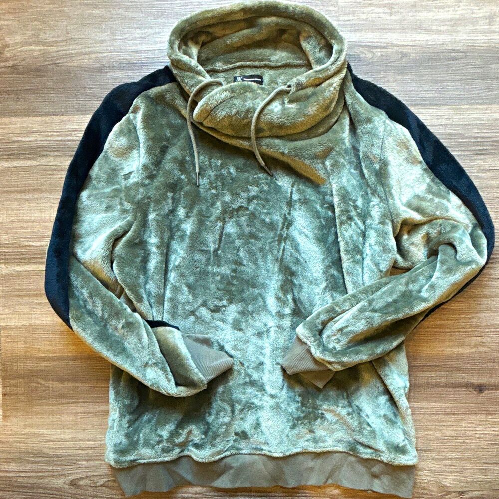 INC International Concepts Gray/Black Fleece Pullover Hoodie XL